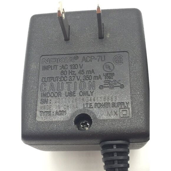 Nokia Model ACP-7U Power Adapter 120V 60HZ 4.8VA AC Charger Power Supply China - Picture 2 of 4